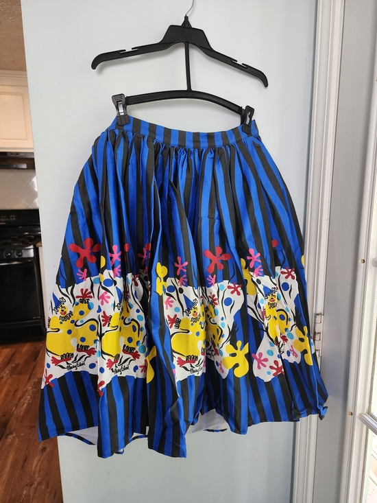 Pinup Couture Dresses & Skirts - Pinup Couture Blue and Black Striped Floral Graphic Skirt